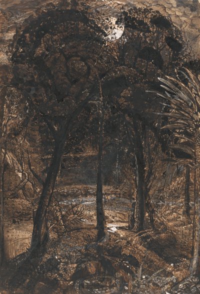 A Moonlit Scene with a Winding River by Samuel Palmer